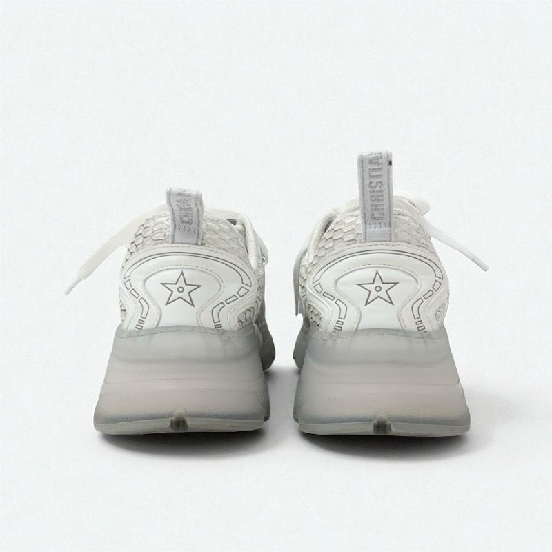 Christian DIOR Vibe Sneakers Shoes Leather Rubber Fabric White Gray Logo