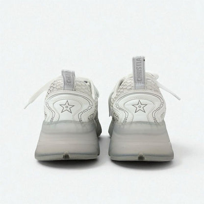 Christian DIOR Vibe Sneakers Shoes Leather Rubber Fabric White Gray Logo