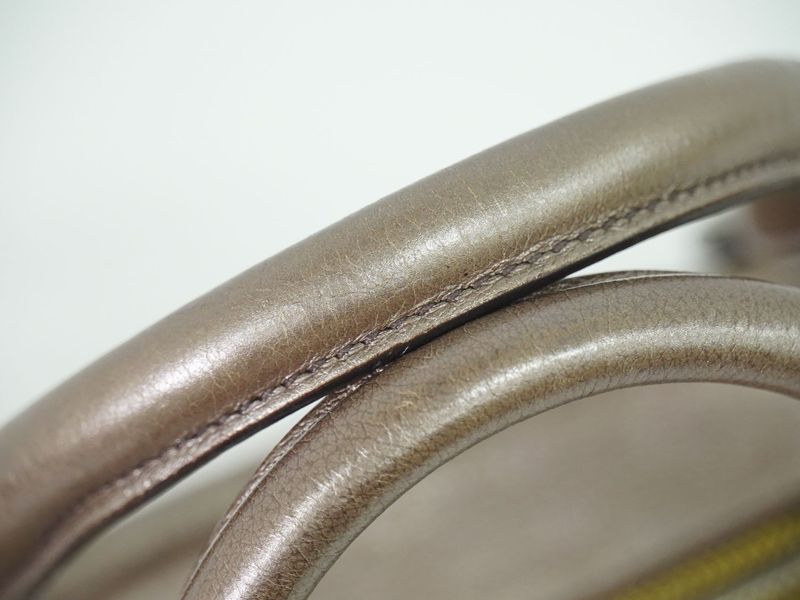 Authentic Prada Leather Handbag Metallic Beige Bag Pre-owned [follow-up Discount