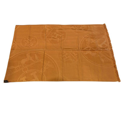 895 Hermes Shawl New Livris 220 Orange-Brown Large Shawl Cashmere Silk Hermes