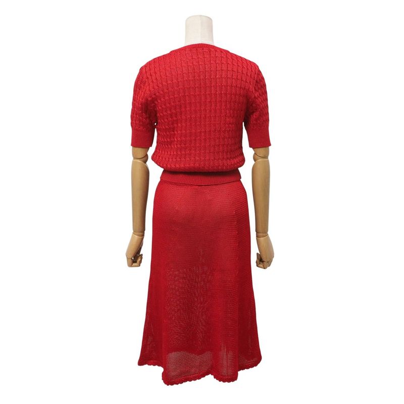 Fendi Vintage Skirt Setup Size 42 V-neck Knit Top Skirt Made In Italy 20250709