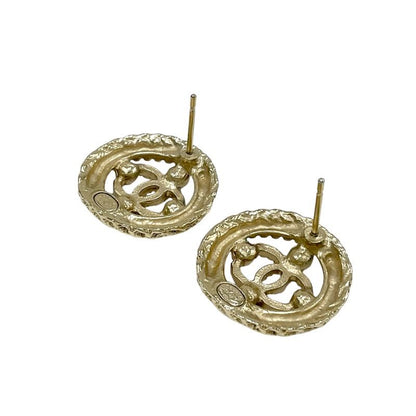 Chanel Earrings Coco Mark Pearl Round Gold