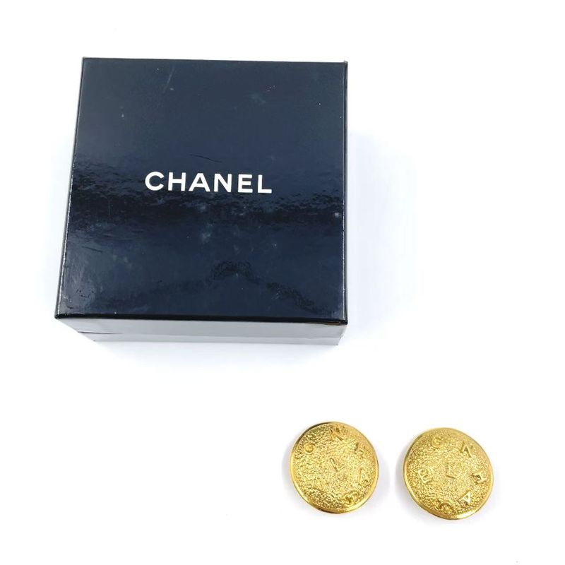 Chanel Alphabet Logo GP Gold Earrings