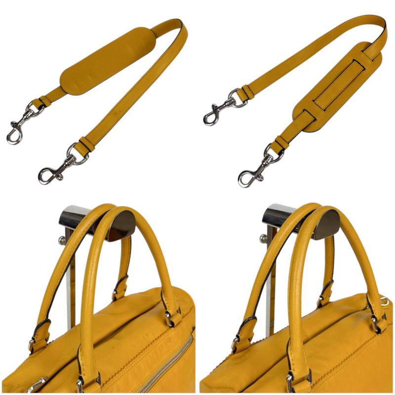 Loewe 2WAY Shoulder Bag Handbag Tassel Charm Fringe Anagram Logo Yellow Silver