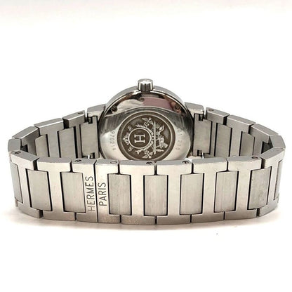 Hermes Nomade No1.210 Watch Quartz Date Metal Belt Silver White Dial Ladies