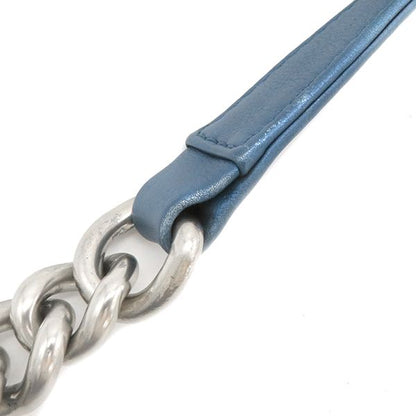 Chanel Shoulder Bag Boy Chanel Calf Metallic Blue Silver Hardware Blue Shoulder