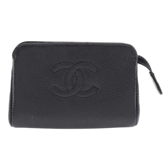 Chanel Coco Mark A13500 Caviar Skin Black Ladies Pouch