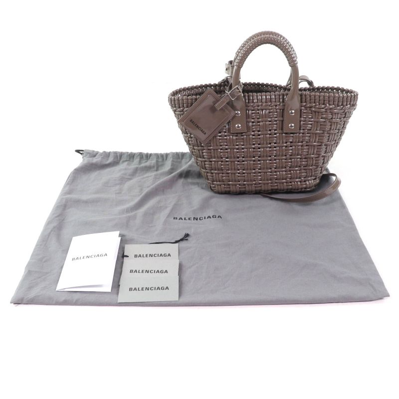 Balenciaga 671342 Bistro XS 2-way Basket Bag With Shoulder Grayish Storage With