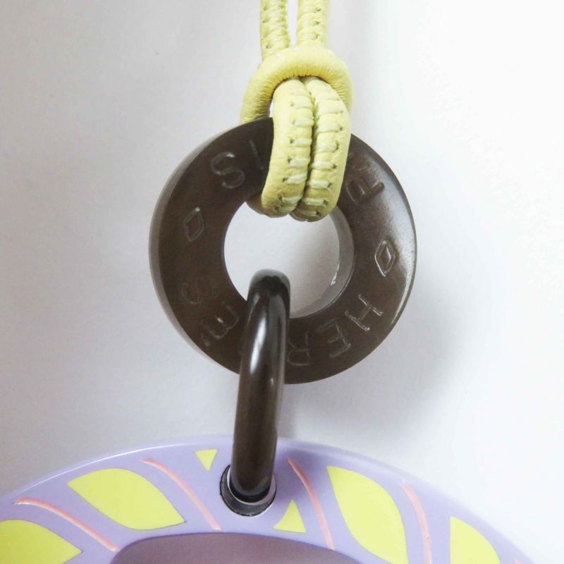 Hermes H Ekip Pendant Necklace Buffalo Horn Lavender Yellow With Box And