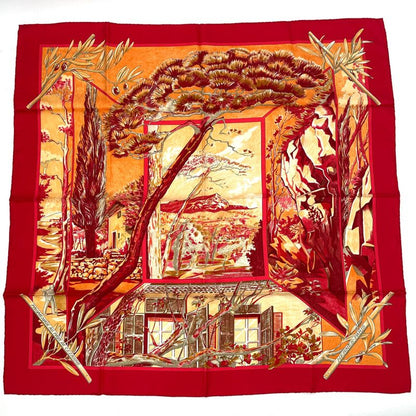 Hermes Promenade Au Pays De Cezanne Country Of Cezanne Carre 90 Silk Scarf