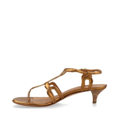 Hermes Leather Belt Sandals Women's 36 Gold Made In Italy