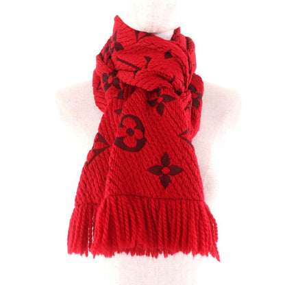 Louis Vuitton M72432 Echarpe Logomania Silk-blend Ruby Monogram Fringed Scarf