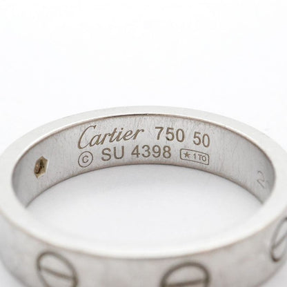 Cartier Ring Mini Love 1PD 18K White Gold White Togo Old Diamond #50 Ladies