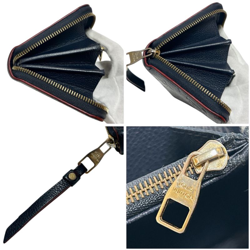 Louis Vuitton Empreinte Leather Zippy Wallet Navy Embossed Monogram Pattern