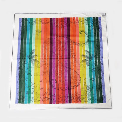 Hermes Carre 90 Scarf Jungle Love Rainbow 100% Silk Multicolor Bead