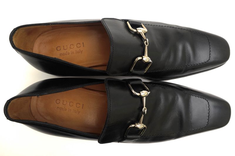Gucci Bit Loafers Shoes Men Leather Genuine Black 204396 Horsebit Leather Sole