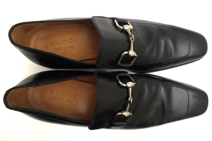 Gucci Bit Loafers Shoes Men Leather Genuine Black 204396 Horsebit Leather Sole