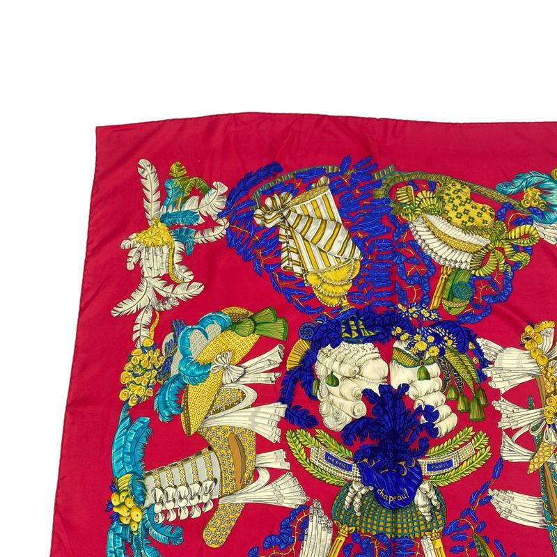 Hermes Carre 90 Scarf Silk Chapeau Capeau Multicolor