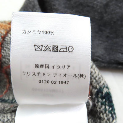 Christian DIOR 100% Cashmere Bee Embroidery Argyle Pattern V-neck Long Sleeves