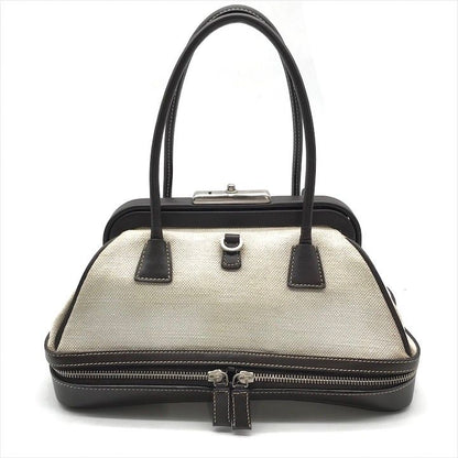 Prada Canvas Leather Mini Hand Bag Clasp Brown