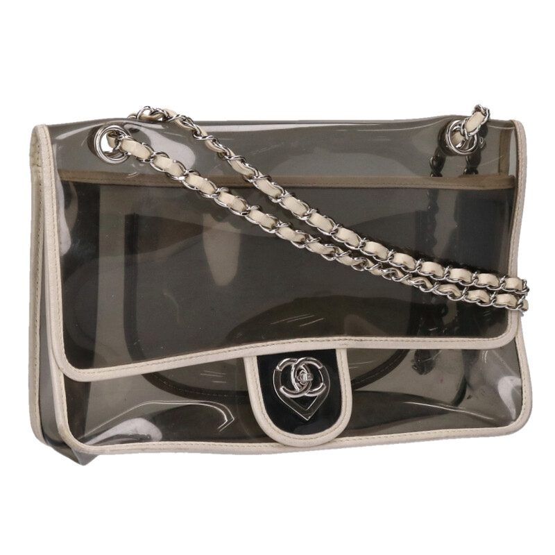 Chanel Heart Coco Mark Clear Chain Shoulder Bag Women
