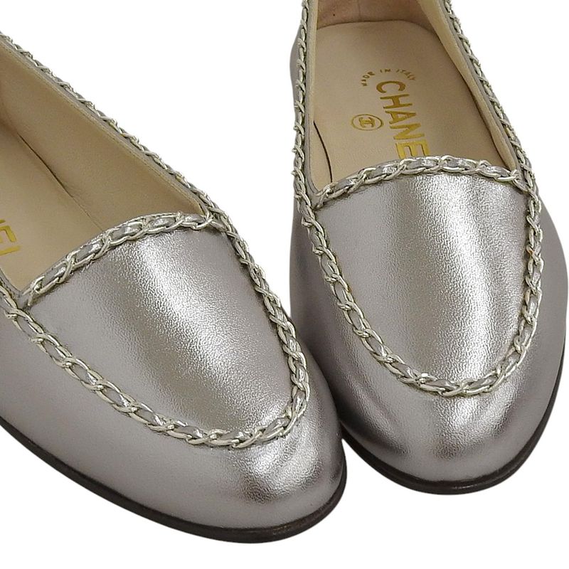 With Box Chanel Current Logo Chain-trimmed Flat Shoes Loafers 36 23cm (9.06in)