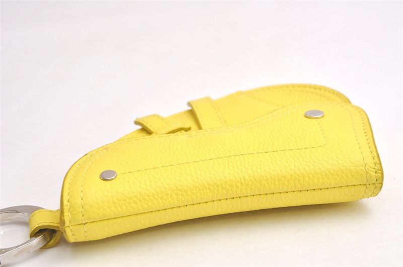 Christian DIOR Vintage Saddle Pouch Wallet Leather Yellow CD 3224n