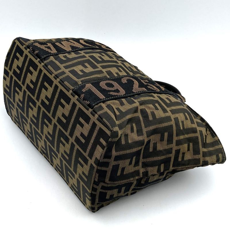 Fendi 257 088 Mini Handbag Brown Nylon Canvas Vintage Women Men