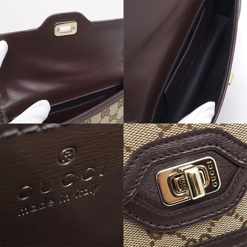 Gucci Le Che Mini Shoulder Bag 790038 GG Canvas Beige Brown Gold