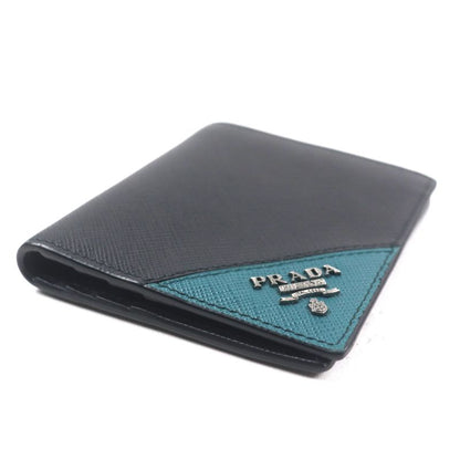 Prada 2mo004 Saffianoleather Bicolor Compact Wallet With Logo Hardware Wallet