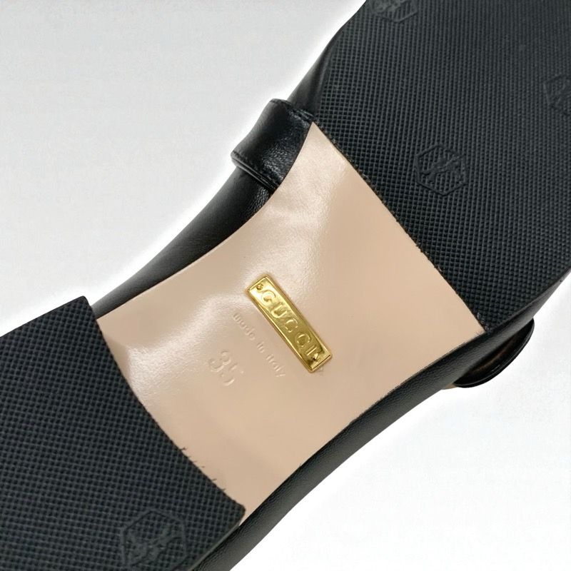 Gucci Double G Loafers Leather Shoes Leather Black Gold Ggmarmont