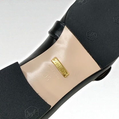 Gucci Double G Loafers Leather Shoes Leather Black Gold Ggmarmont