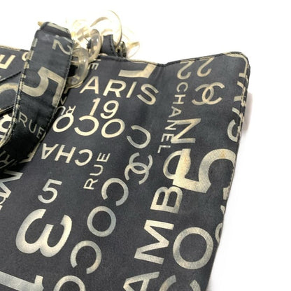 Chanel Tote Bag Vichy Line Ivory×dark Gray Cotton