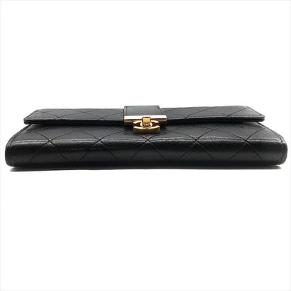 Chanel Quilted CC Logo Turnlock Wallet Black
