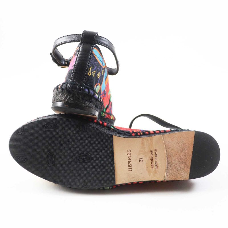 Hermes Leather With Serie Plate Ankle Strap Espadrilles/canvas Leather Slip-on