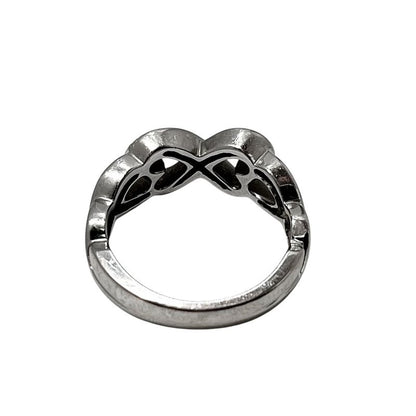 Tiffany & Co Ring - 18K Diamond Double Rubbing Heart With Diamonds