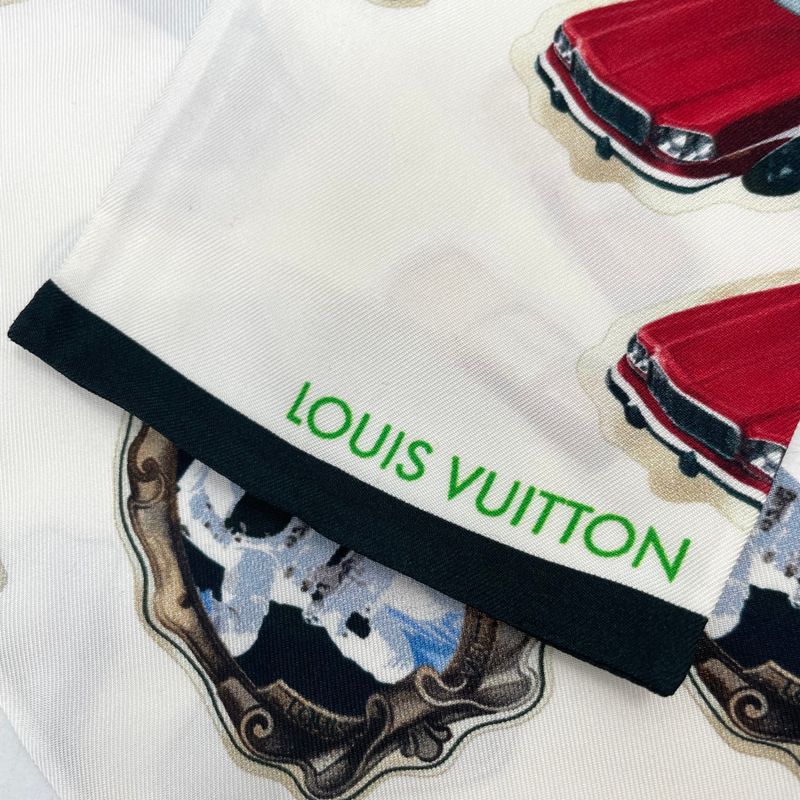 Louis Vuitton Bandeau Silk Scarf White Multicolor Twilli