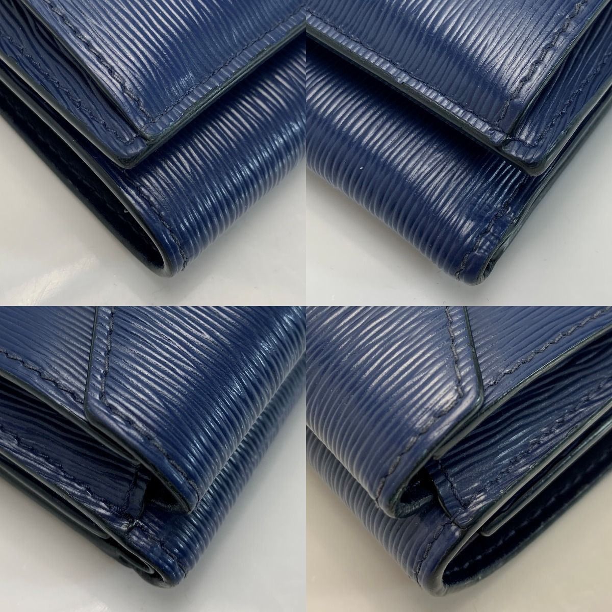 Prada Saffiano Navy Trifold Wallet Ladies