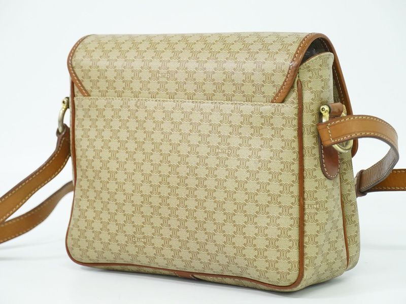 Authentic Celine Macadam Shoulder Bag Pochette PVC Beige Macadam Bag Pre-owned