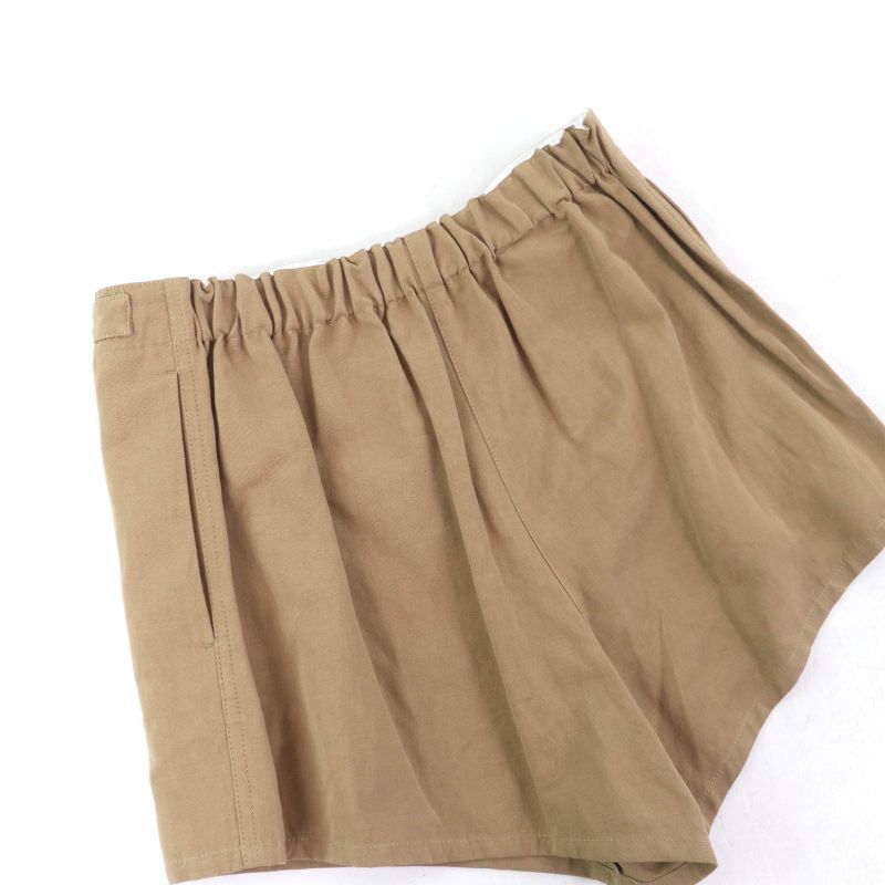 Prada 2023 P279h Panama Cotton Linen Blend Belt Design Shorts Brown 36 Made In