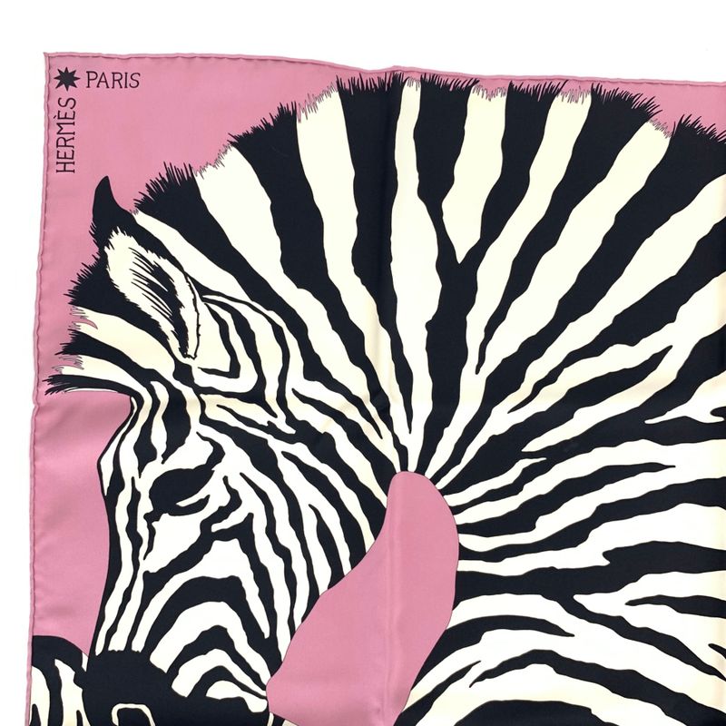 Hermes Carre 90 Zebra Pegasus Pink Scarf 100% Silk With Box