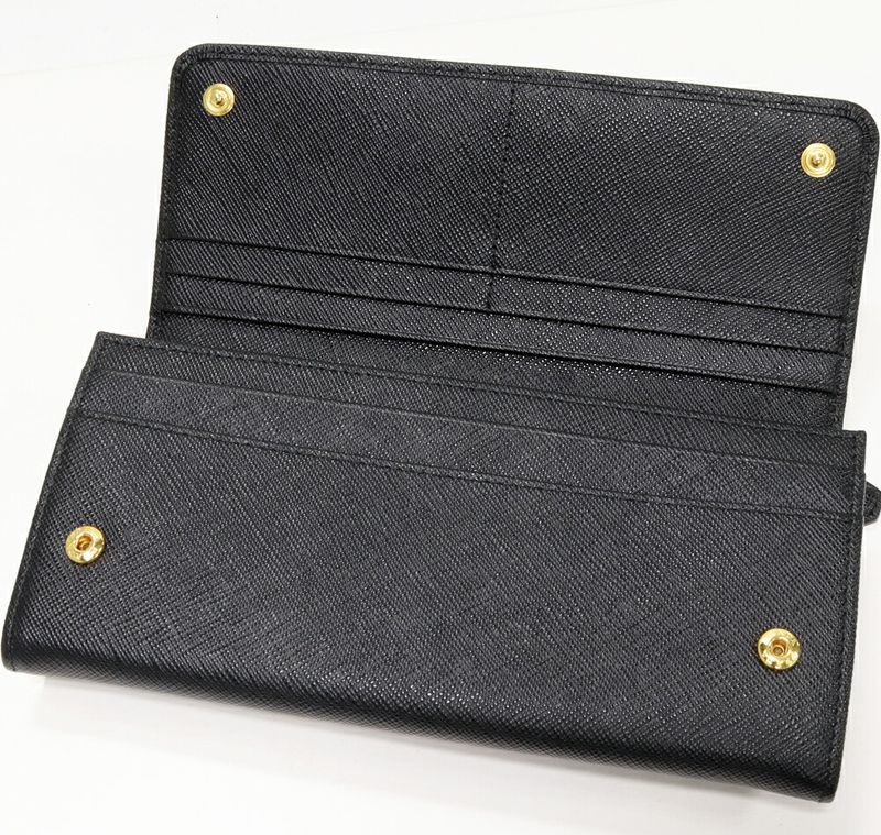 Prada Zipper Long Wallet With Pass Case And Coin Purse In Sapphiano Fiocco Calf