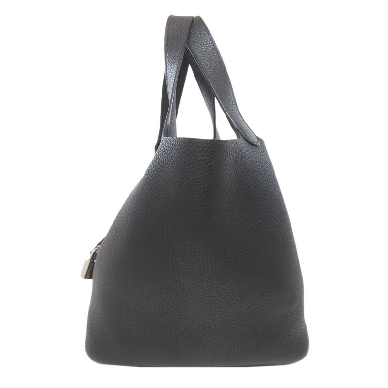 Hermes Picotin Lock MM Silver Hardware Handbag Taurillon Women
