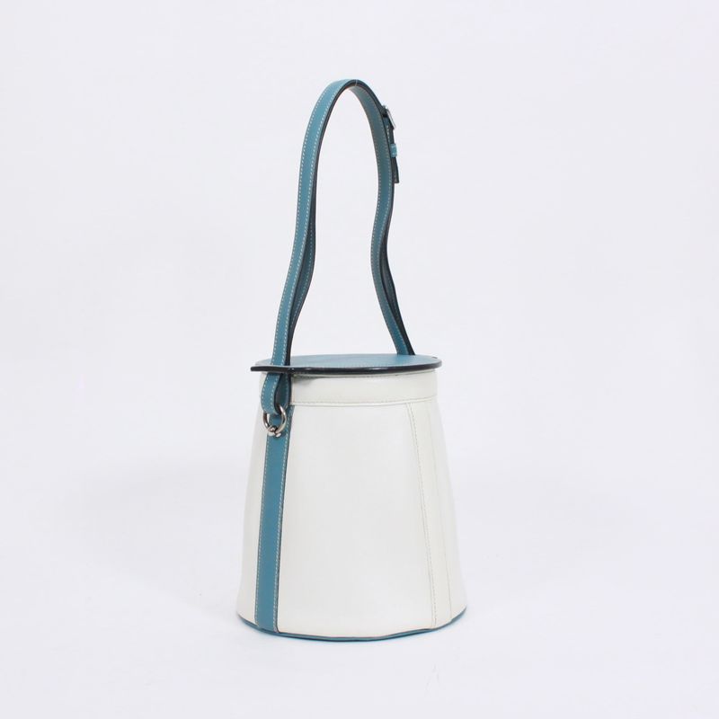 Hermes Firming PM Vaux Epson Blue And White Handbag Silver