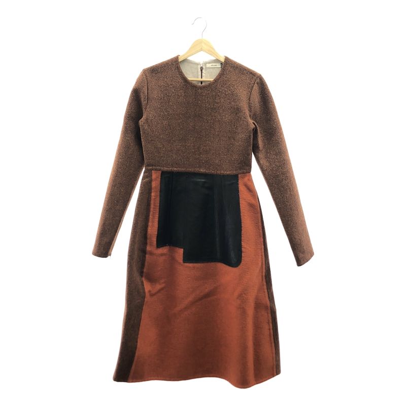 Celine - 2015aw - Phoebe Period Wool Cashmere Switch Leather Patch Dress - 38 -