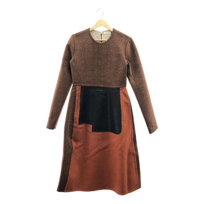 Celine - 2015aw - Phoebe Period Wool Cashmere Switch Leather Patch Dress - 38 -