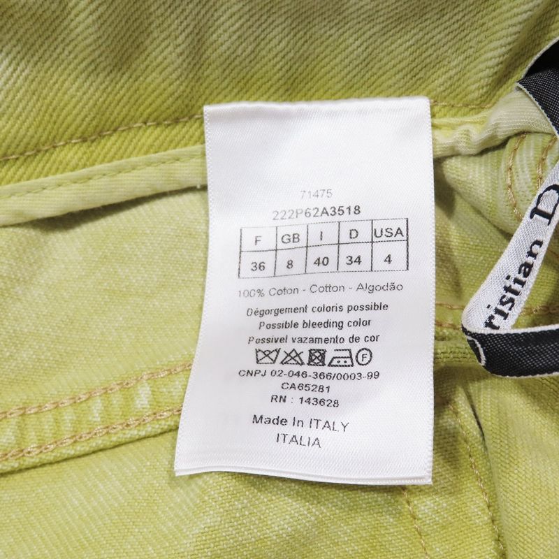 22SS Christian DIOR Washed Denim Shorts Zip Fly With Belt F36 Yellow Women Used
