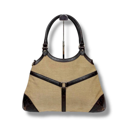 Gucci 114875 Sherry Line Interlocking G Handbag Brown Beige GG