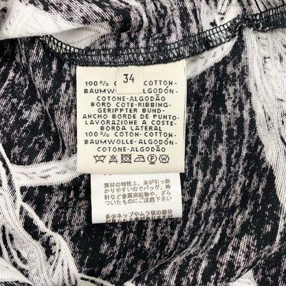 Hermes Dress Cotton Black White 20 AW Print 3/4 Sleeve