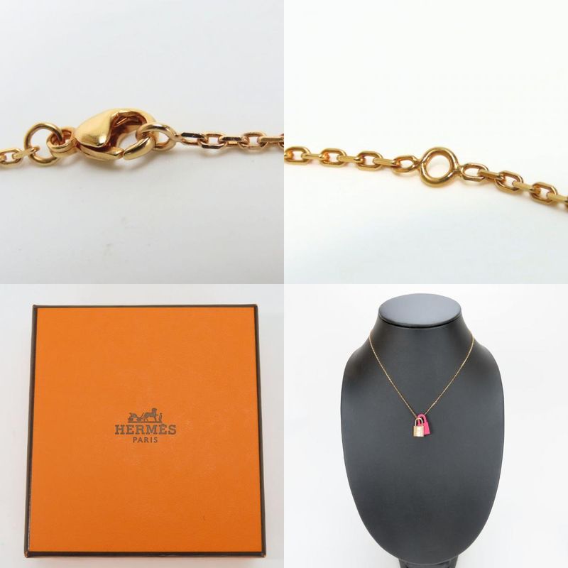 Hermes Necklace Eau Kelly PM Metal Swift Pink Gold Rose Mexico Cadenas Pendant